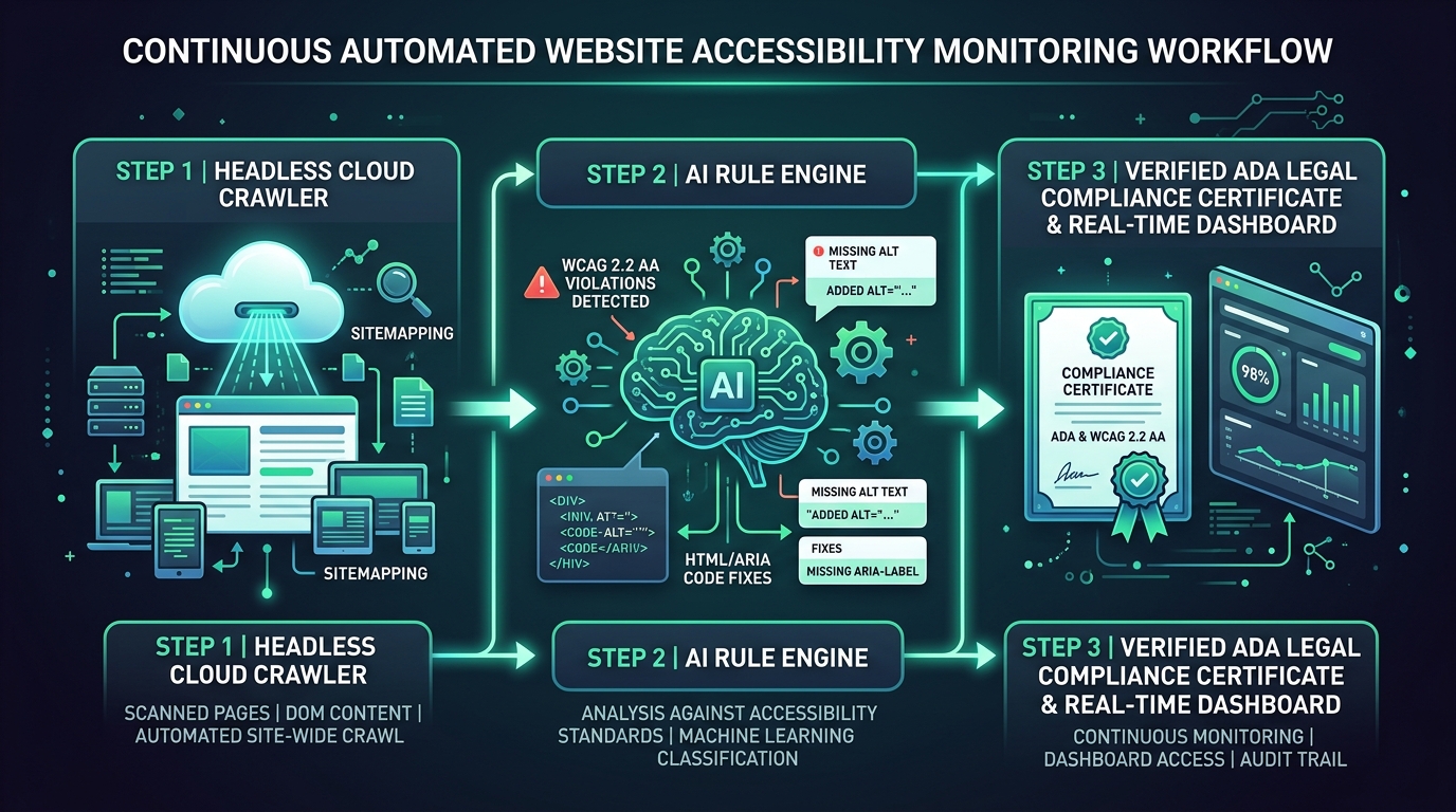 Continuous Automated Website Accessibility Monitoring and Code Remediation Workflow